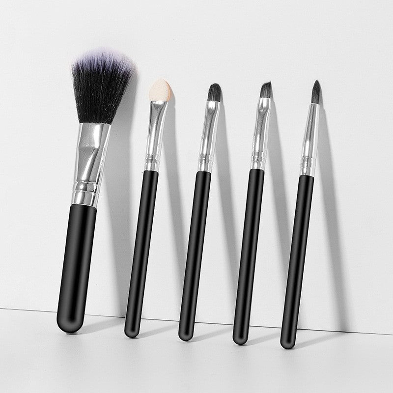 Set 5 Pensule de Machiaj, Kaveny, de Voiaj, pentru Fard si Pudra, din Par Sintetic, Negru