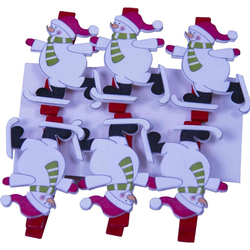 Accesorii creatie - lemn - carlig Om de zapada, colorat, 3.5cm, set 6 buc, Colorarte