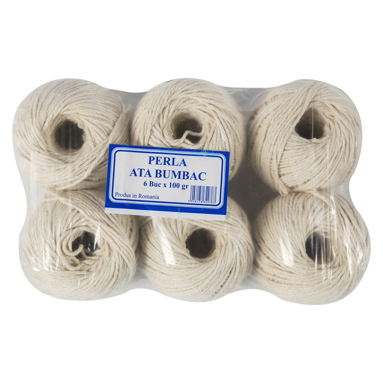 Set 6 ghem sfoara bumbac Micul Fermier, 100gr, culoare alb
