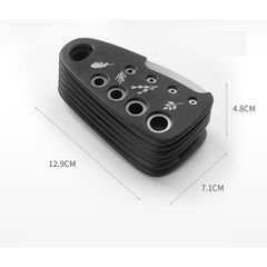 Set 6 in 1 mini ustensile bucatarie Kaveny, taietor pizza, cutit, curatator, razatoare, desfacator, presa usturoi, manere din ABS, lame ascutite din otel inoxidabil, 7.1 x 12.9 x 4.8 cm,  negru