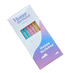 Set 6 Lumanari Lungi, Kaveny, din Parafina, 10 x 0.5 cm, Happy Birthday, Multicolor