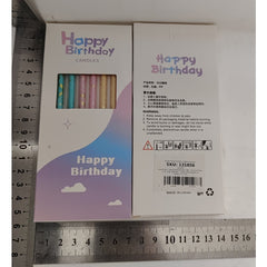 Set 6 Lumanari Lungi, Kaveny, din Parafina, 10 x 0.5 cm, Happy Birthday, Multicolor