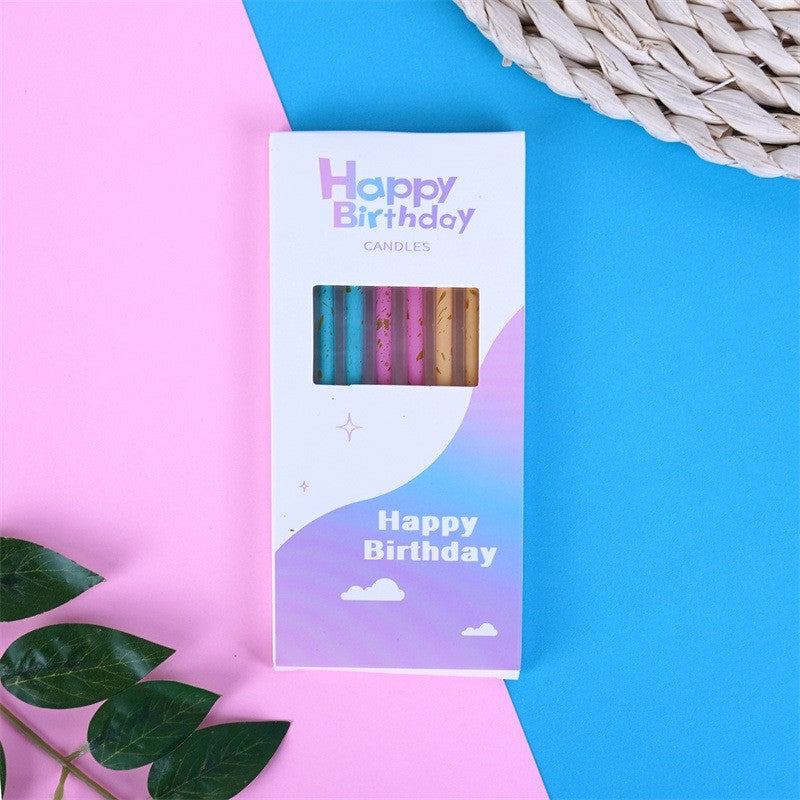 Set 6 Lumanari Lungi, Kaveny, din Parafina, 10 x 0.5 cm, Happy Birthday, Multicolor