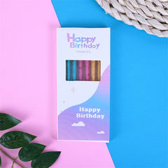 Set 6 Lumanari Lungi, Kaveny, din Parafina, 10 x 0.5 cm, Happy Birthday, Multicolor