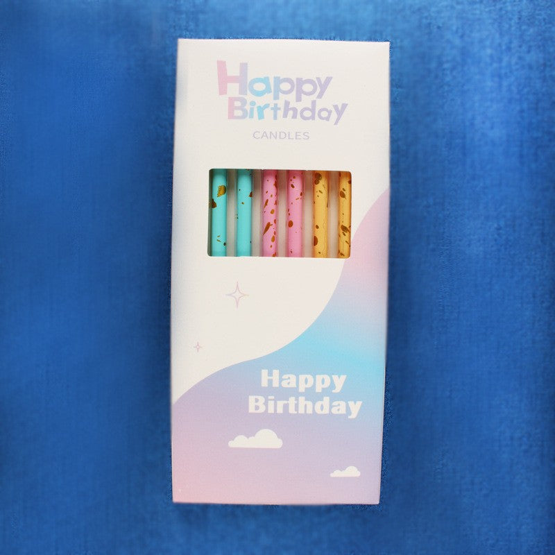 Set 6 Lumanari Lungi, Kaveny, din Parafina, 10 x 0.5 cm, Happy Birthday, Multicolor
