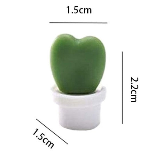 Set 6 Magneti de Frigider, Kadeny, Model Cactusi in Ghiveci, din ABS si Magnet, Verde/Alb