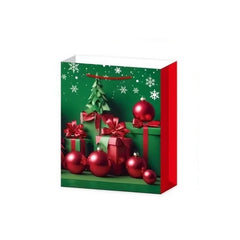 Set 6 Pungi Cadou, Kadeny, Imprimeu Tematica Brad de Craciun, Model Random, din Hartie, Impachetare Usoara a Cadourilor, 18.5x22.5x8.5 cm, Multicolor
