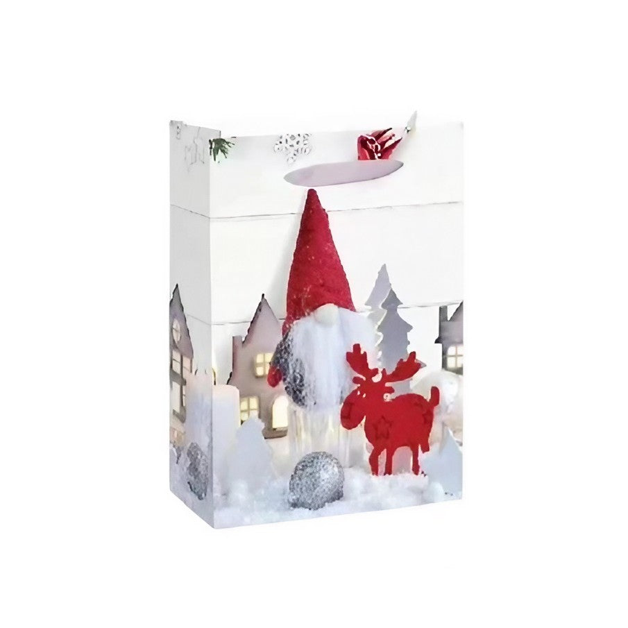 Set 6 Pungi Cadou, Kadeny, Imprimeu Tematica Gnomi, Model Random, din Hartie, Impachetare Usoara a Cadourilor, 18.5x22.5x8.5 cm, Multicolor