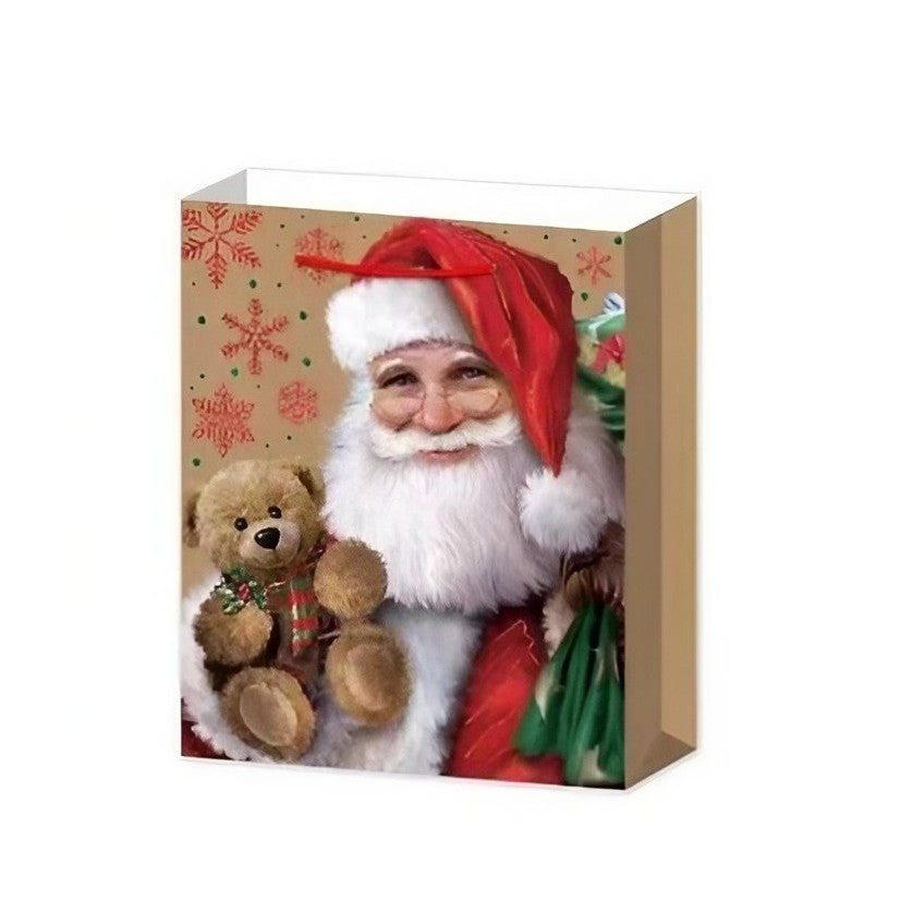 Set 6 Pungi Cadou, Kadeny, Imprimeu Tematica Mos Craciun, Model Random, din Hartie, Impachetare Usoara a Cadourilor, 18.5x22.5x8.5 cm, Multicolor