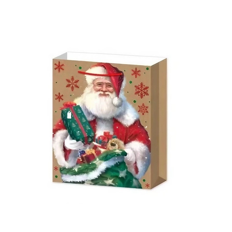 Set 6 Pungi Cadou, Kadeny, Imprimeu Tematica Mos Craciun, Model Random, din Hartie, Impachetare Usoara a Cadourilor, 18.5x22.5x8.5 cm, Multicolor