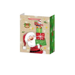 Set 6 Pungi Cadou, Kadeny, Imprimeu Tematica Mos Craciun si Ursuleti, Model Random, din Hartie, Impachetare Usoara a Cadourilor, 18.5x22.5x8.5 cm, Multicolor