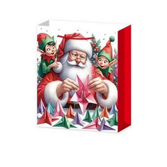 Set 6 Pungi Cadou, Kadeny, Imprimeu Tematica Mos Craciun, Ursuleti, Brazi, Model Random, din Hartie, Impachetare Usoara a Cadourilor, 18.5x22.5x8.5 cm, Multicolor