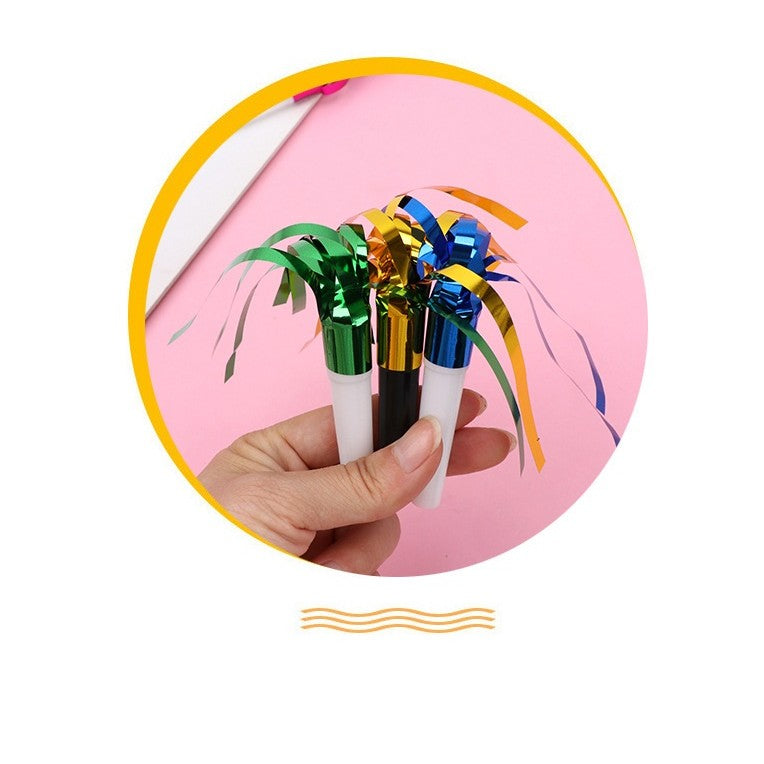Set 6 Fluiere Party cu Franjuri, Kaveny, din Plastic, Multicolor