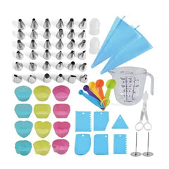 Set 63 Piese Ustensile pentru Ornare Prajituri, Kadeny, din Plastic si Otel Inoxidabil, Forme Briose, Multicolor