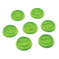 Set 7 Forme de Prajituri, Kadeny, Model Emoticoane Smiley Face, Diferite Expresii, 7.7 x 1.5 cm, din PP, Verde