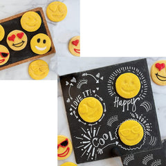 Set 7 Forme de Prajituri, Kadeny, Model Emoticoane Smiley Face, Diferite Expresii, 7.7 x 1.5 cm, din PP, Verde