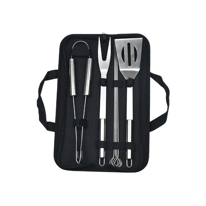 Set 7 Ustensile pentru Gratar, Kadeny, din Otel Inoxidabil, Geanta Oxford, Argintiu