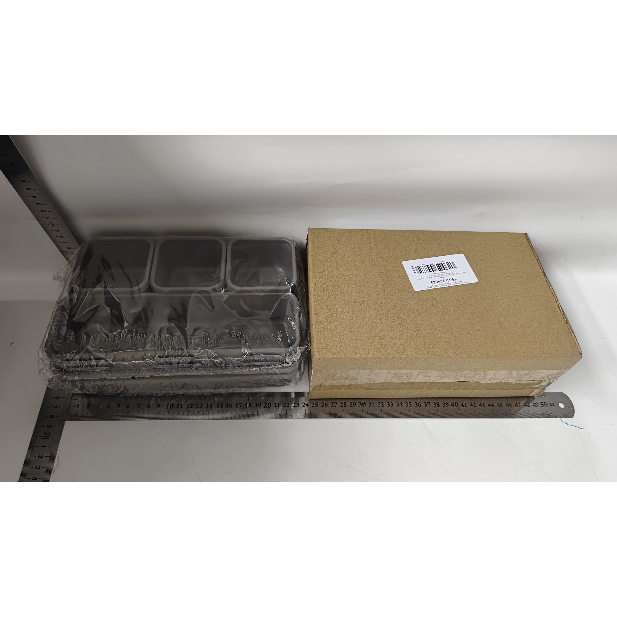 Set 8 cutii depozitare, pentru sertar, cosmetice, ustensile bucatarie, textile, plastic, gri, Kaveny, 23.5 x 16 cm