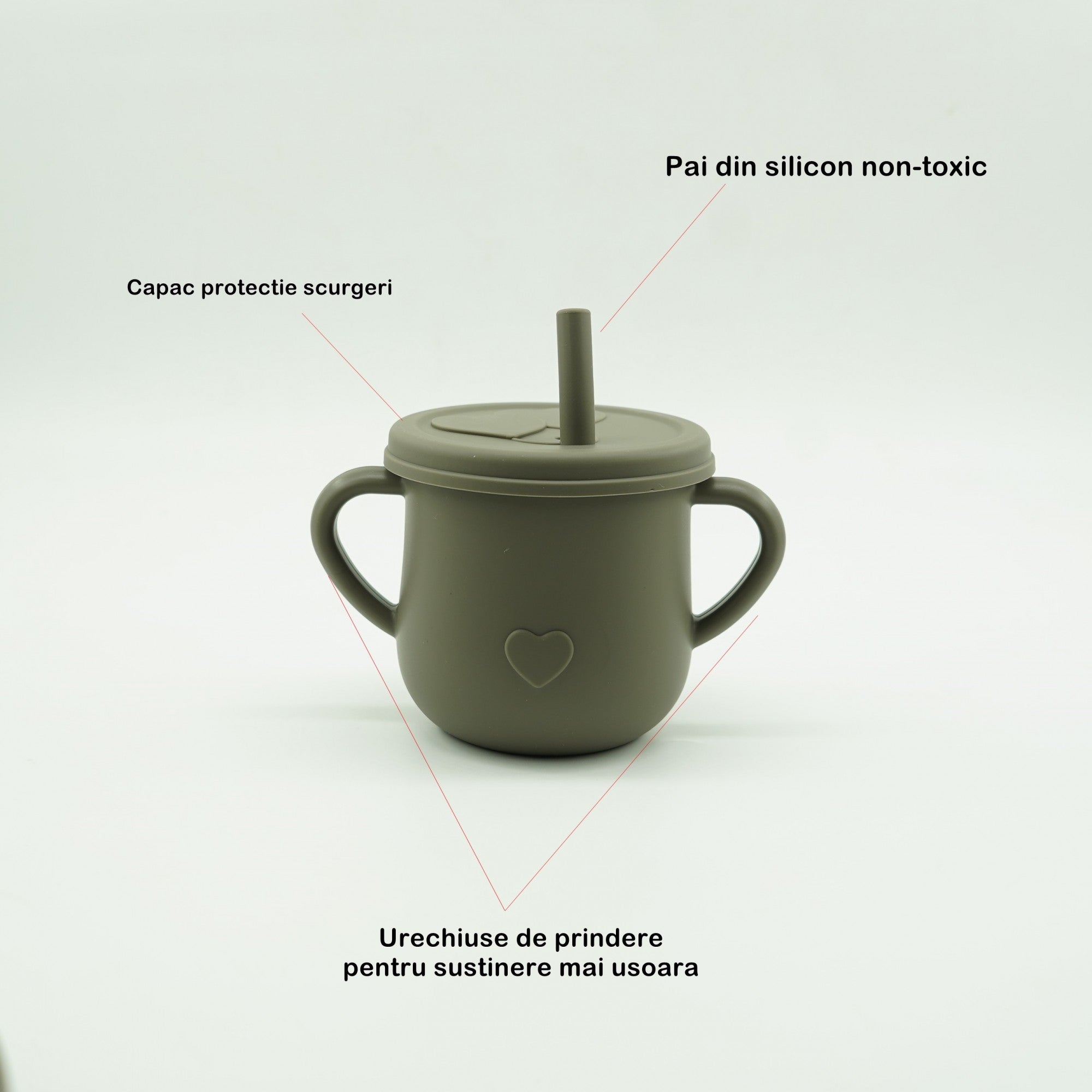 Set 8 piese diversificare bebelusi si copii din silicon Kaveny, baveta, farfurie compartimentata cu ventuza, bol cu ventuza, tacamuri din lemn si silicon, cana pentru gustari, fara alergeni, verde inchis