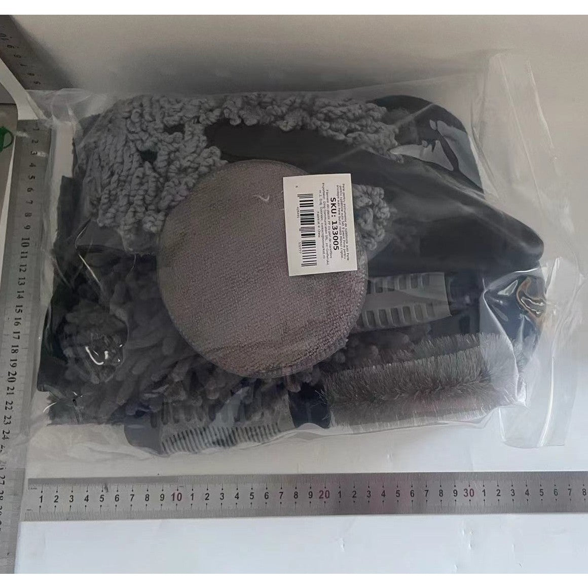 Set 9 Piese pentru Spalat Auto, Kadeny, din Plastic si Microfibra, Perii si Lavete, Model B, Gri