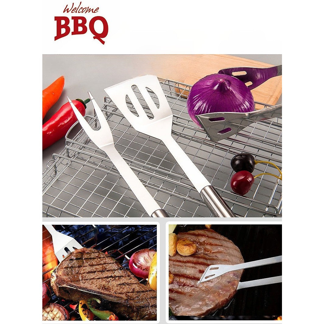 Set 9 Ustensile pentru Gratar, Kadeny, din Otel Inoxidabil, Geanta Oxford, Argintiu