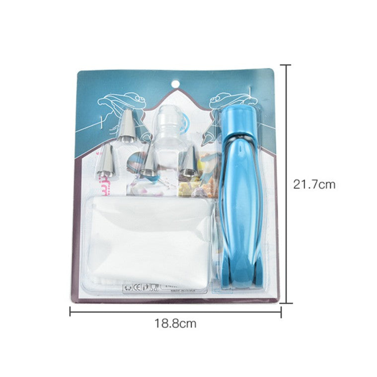 Set Accesorii Decorare Prajituri si Torturi, Kadeny, 5 Capete pentru Modele, 21.7x18.8 cm, Ustensila Manuala pentru Ornare, Albastru