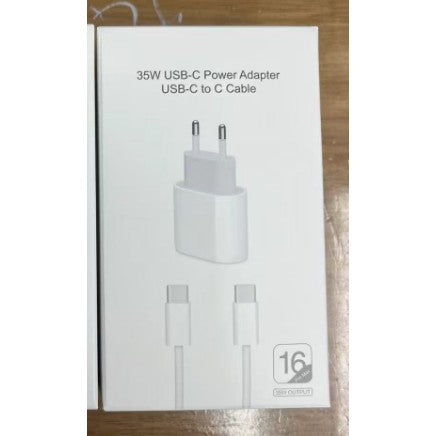 Incarcator Super Fast Charge, Kadeny, Incarcator Fast Charge Compatibil Apple, 35 W, USB-C Adaptor, Cablu inclus USB-C, Alb