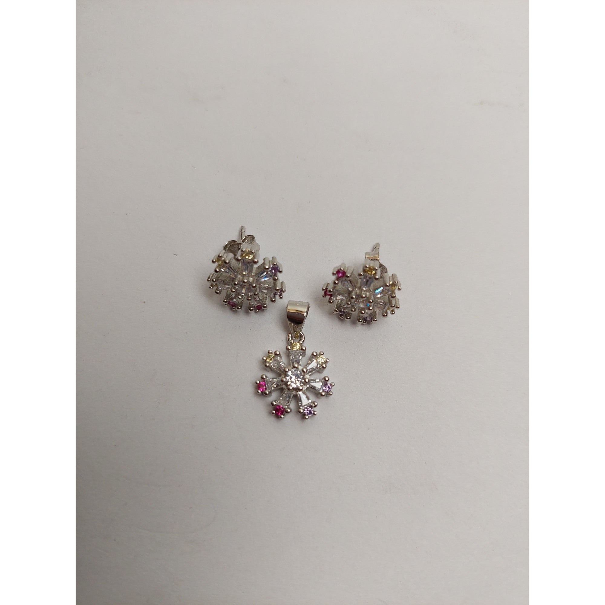 Set Argint 925 Floare cu Margini Colorate, Jolie Silver, 4.48 g, 1.5 cm x 1.7 cm