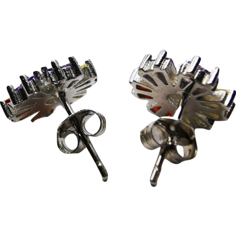 Set Argint 925 Flori Multicolore cu Mijloc Alb Model 1, 5.12 g