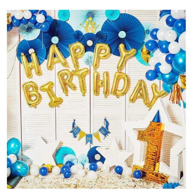 Set baloane folie Kaveny, Happy Birthday, 40 cm, auriu
