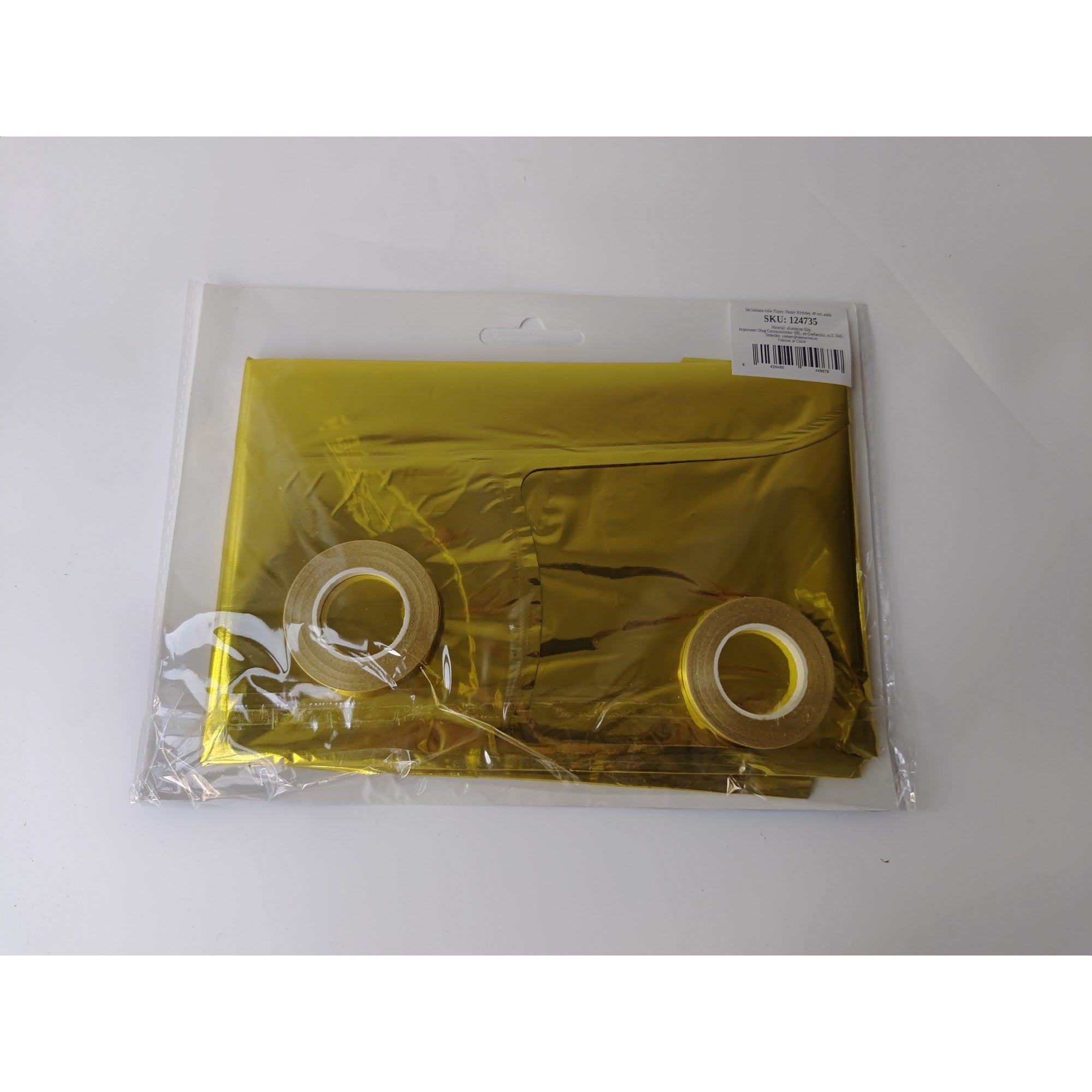 Set 13 Baloane Folie, Kaveny, Tip Ghirlanda, Model Happy Birthday, 40 cm, Auriu