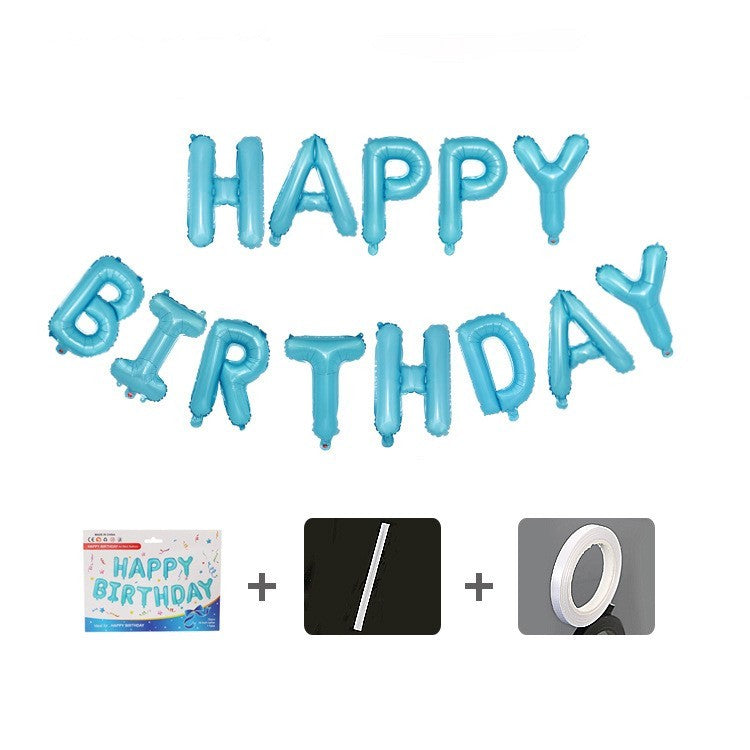 Set baloane folie Kaveny, Happy Birthday, 40 cm, baby blue
