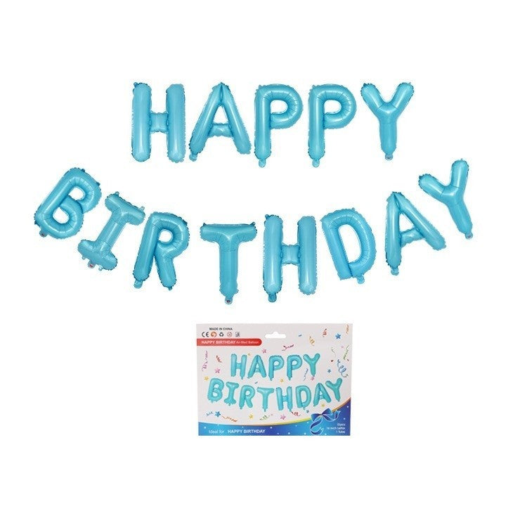 Set baloane folie Kaveny, Happy Birthday, 40 cm, baby blue