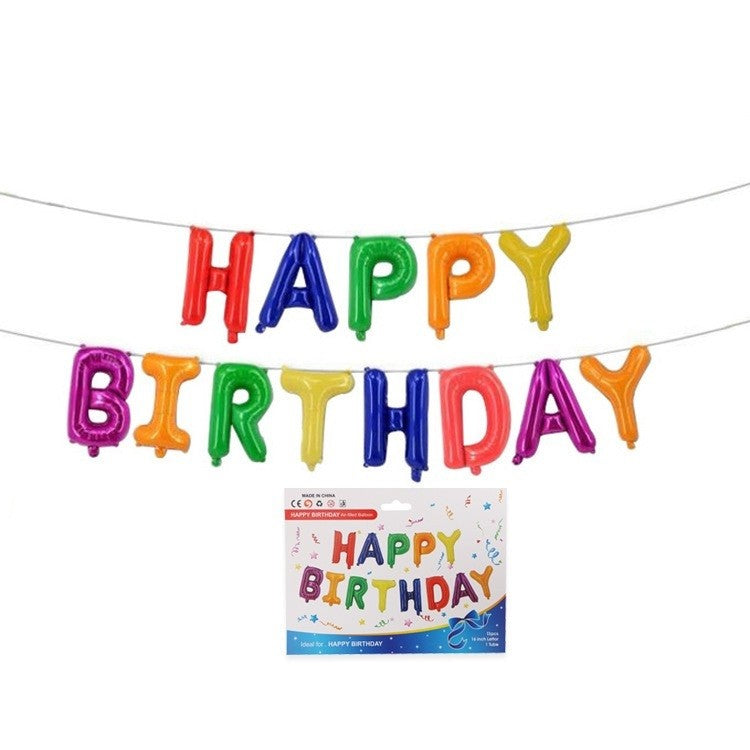 Set 13 Baloane Folie, Kaveny, Tip Ghirlanda, Model Happy Birthday, 40 cm, Multicolor