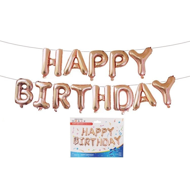 Set baloane folie Kaveny, Happy Birthday, 40 cm, rose gold
