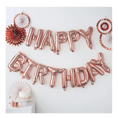Set baloane folie Kaveny, Happy Birthday, 40 cm, rose gold