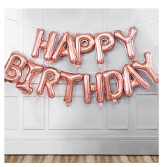 Set baloane folie Kaveny, Happy Birthday, 40 cm, rose gold
