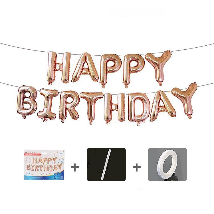 Set baloane folie Kaveny, Happy Birthday, 40 cm, rose gold