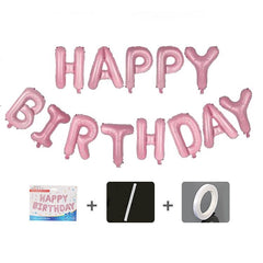 Set 13 Baloane Folie, Kaveny, Tip Ghirlanda, Model Happy Birthday, 40 cm, Roz Deschis