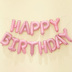 Set 13 Baloane Folie, Kaveny, Tip Ghirlanda, Model Happy Birthday, 40 cm, Roz Deschis