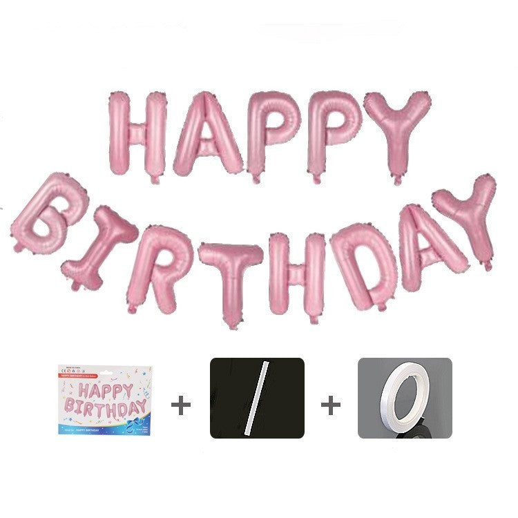 Set baloane folie Kaveny, Happy Birthday, 40 cm, roz deschis