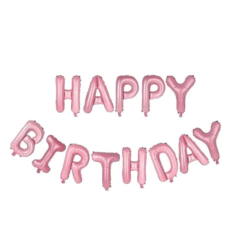 Set baloane folie Kaveny, Happy Birthday, 40 cm, roz deschis