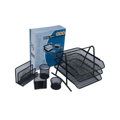 Set birou Office Cover, 5 piese, plasa metalica, negru