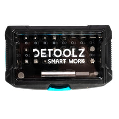 Set biti Detoolz, 32 de piese, cu prelungitor magnetic, material Cr-V