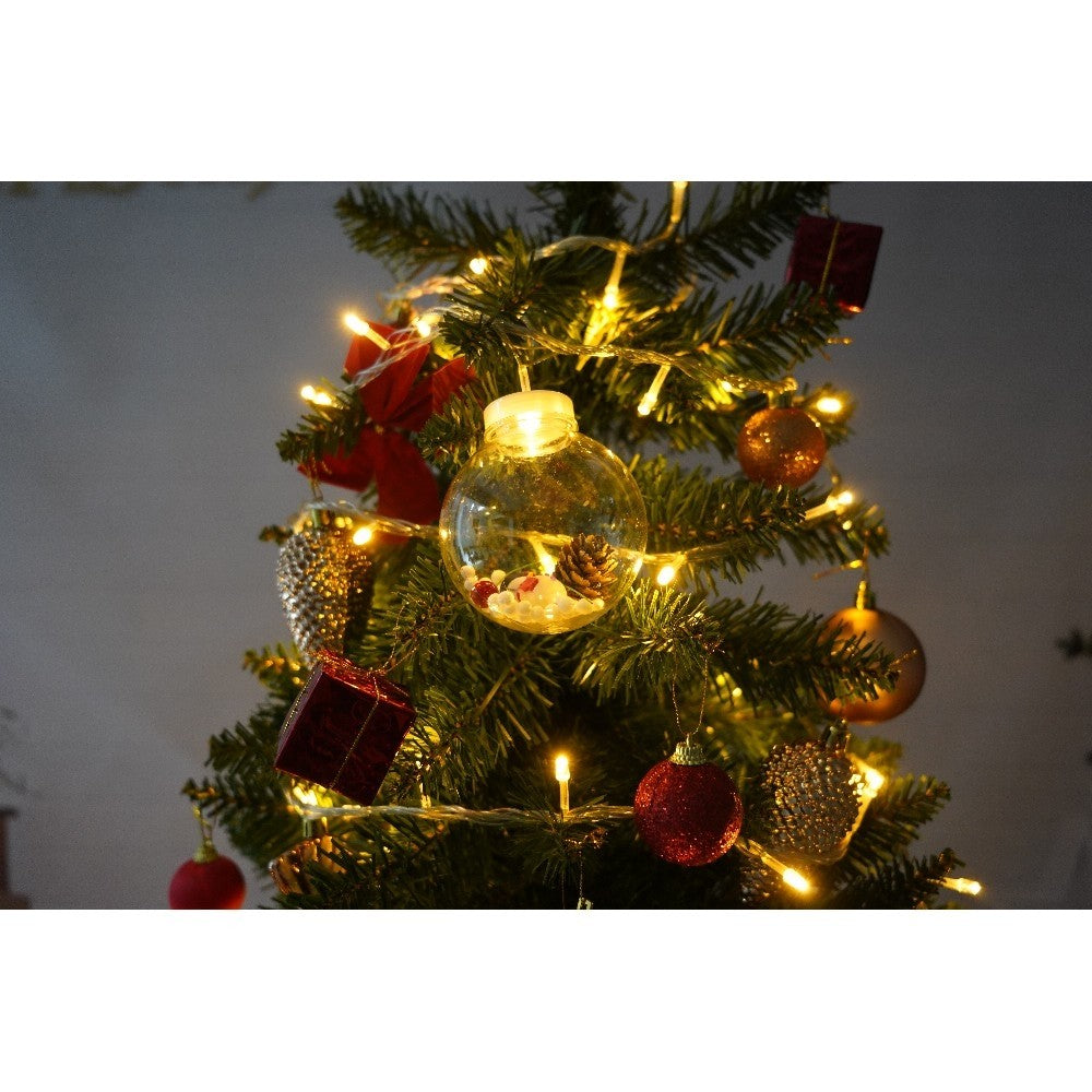 Set brad artificial de Craciun si elemente decorative, clasic, pentru interior/exterior, inaltime 210 cm, diametru 125 cm, 957 ramuri, Kadeny, verde, suport metalic inclus