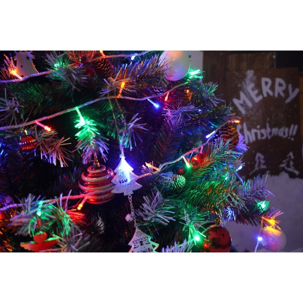 Set brad artificial de Craciun si elemente decorative, nins, decorat cu conuri pin, pentru interior/exterior, inaltime 210 cm, diametru 147 cm, 1150 ramuri, Kadeny, verde, suport metalic inclus