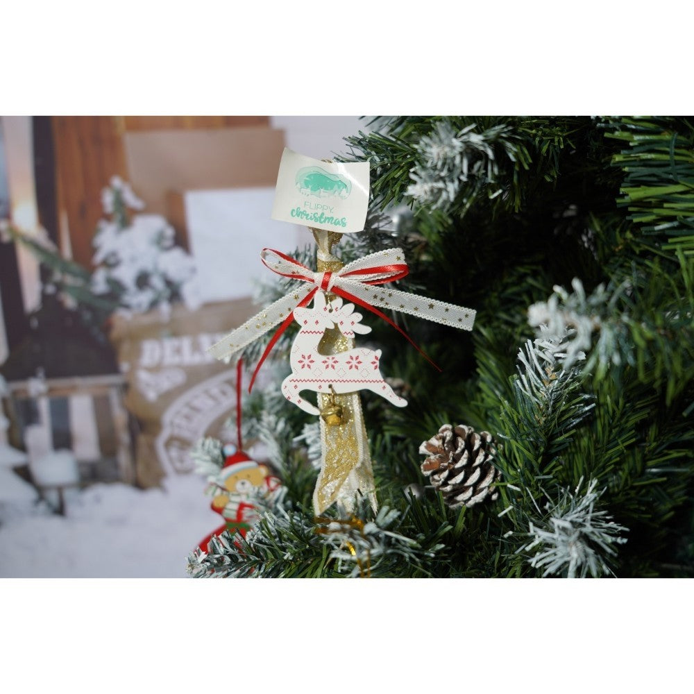 Set brad artificial de Craciun si elemente decorative, nins, decorat cu conuri pin, pentru perete/colt, inaltime 210 cm, diametru 149 cm, 1224 ramuri, Kadeny, verde, suport metalic inclus