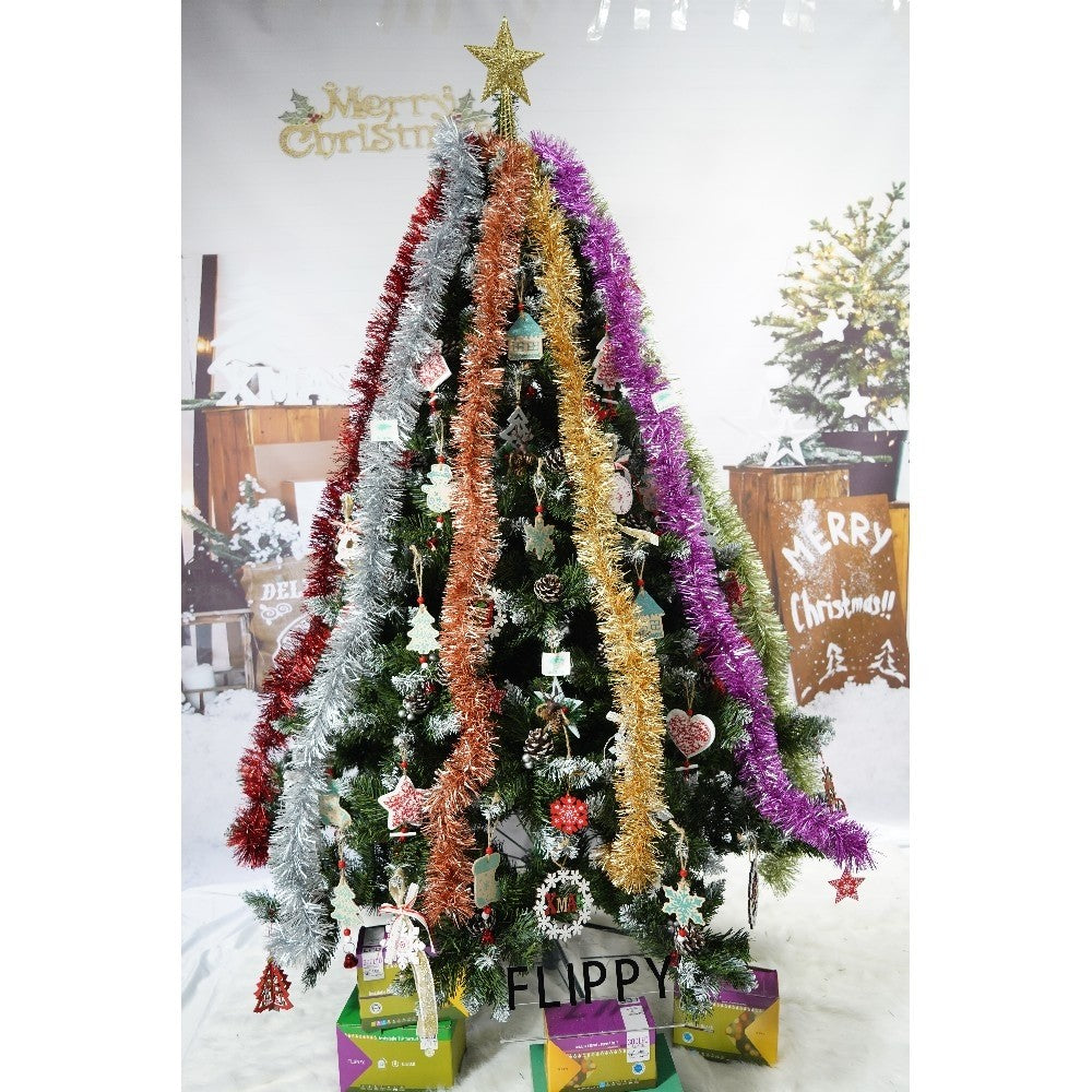 Set brad artificial de Craciun si elemente decorative, nins, decorat cu conuri pin, pentru perete/colt, inaltime 210 cm, diametru 149 cm, 1224 ramuri, Kadeny, verde, suport metalic inclus