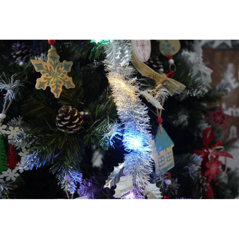 Set brad artificial de Craciun si elemente decorative, nins, decorat cu conuri pin, pentru perete/colt, inaltime 210 cm, diametru 149 cm, 1224 ramuri, Kadeny, verde, suport metalic inclus