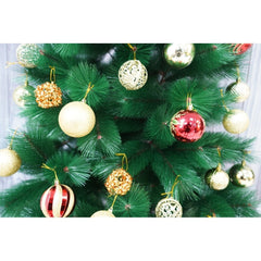 Set brad artificial de Craciun si elemente decorative tip pin, inaltime 210 cm, diametru 115 cm, 350 ramuri cu ace 3D 12 cm, Kadeny, verde, suport metalic inclus